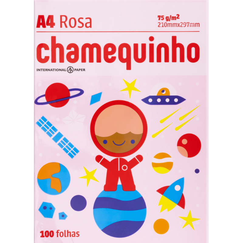 Papel Oficio A4 Chamequinho Rosa 100 Folhas