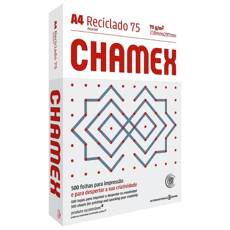 Papel Oficio A4 Reciclado Chamex 75g 500 Folhas