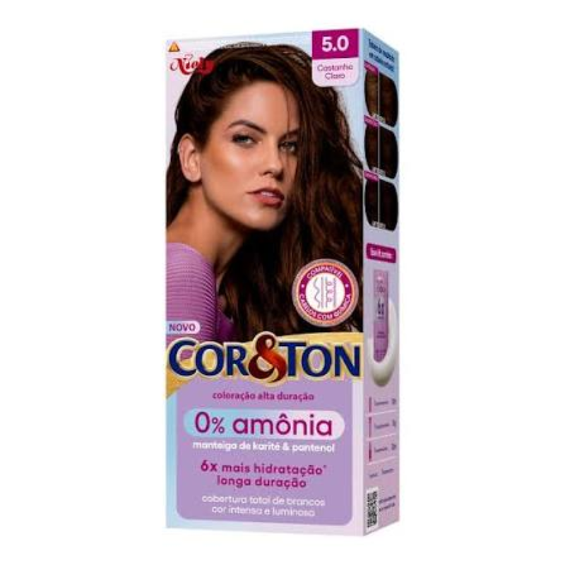 Tintura Cor&Ton Niely 0% Amônia 5.0 Castanho Claro