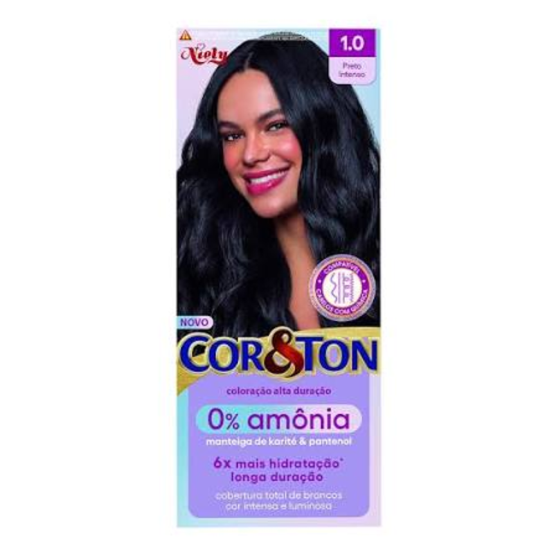 Tintura Niely Cor & Ton Sem Amônia 1.0 Preto Intenso