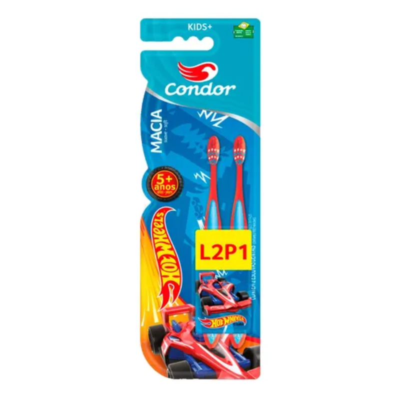 Escova Dental Condor Kids Hot Wheels 2 Unid.