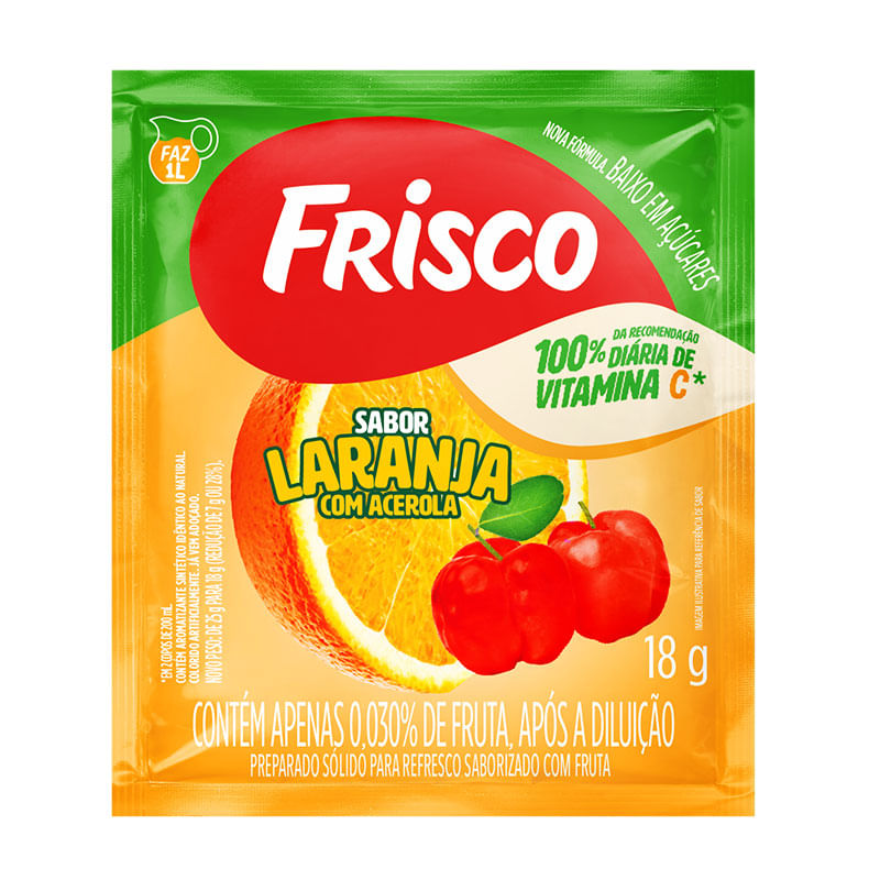 Refresco Frisco  Laranja com Acerola 18g