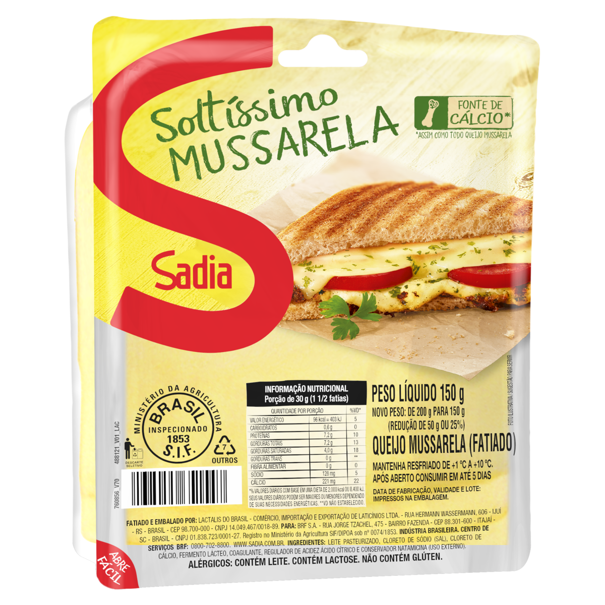 QUEIJO MUSSARELA FATIADO SADIA 150G