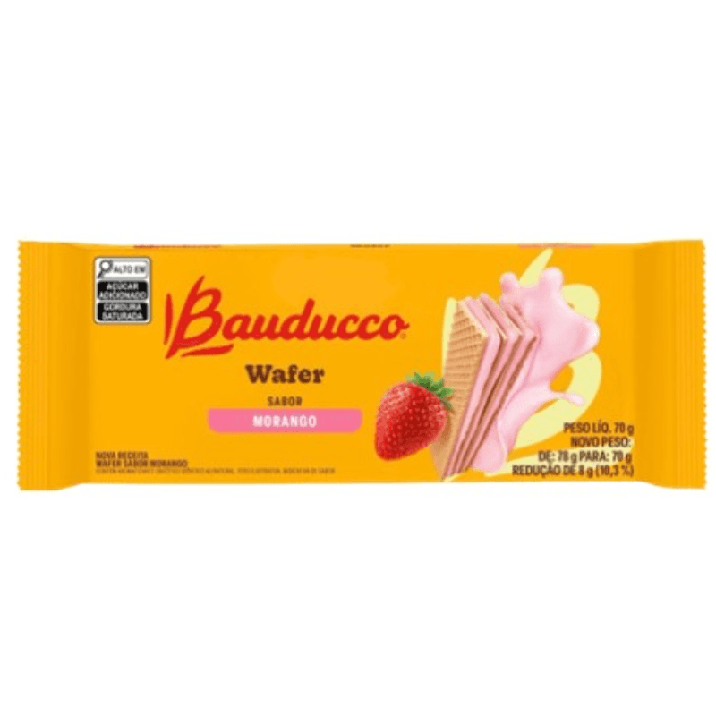 Biscoito Wafer Bauducco Sabor Morango 70g
