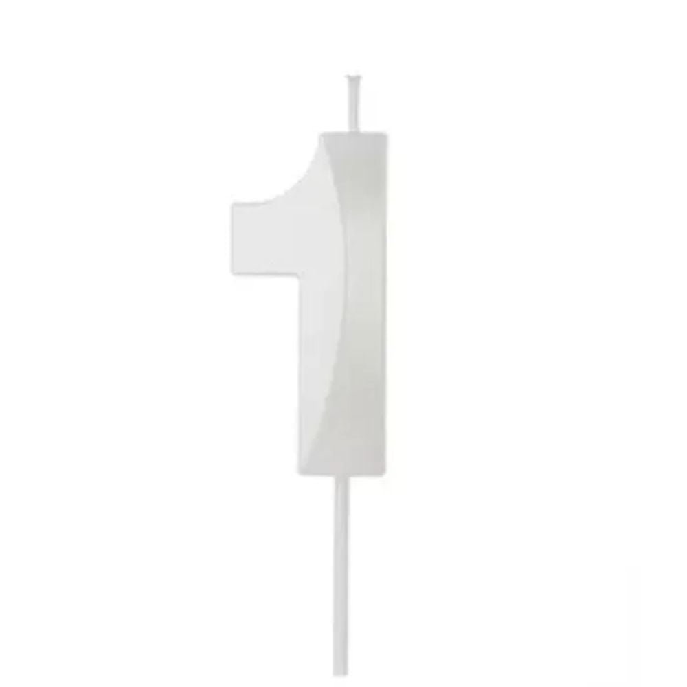 Vela Silver Design Branco Perolizada Número 1