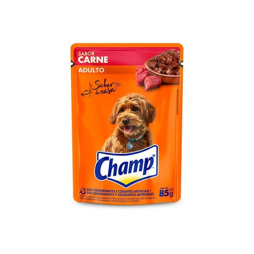 Ração Champ adulto Carne Sachê 85g