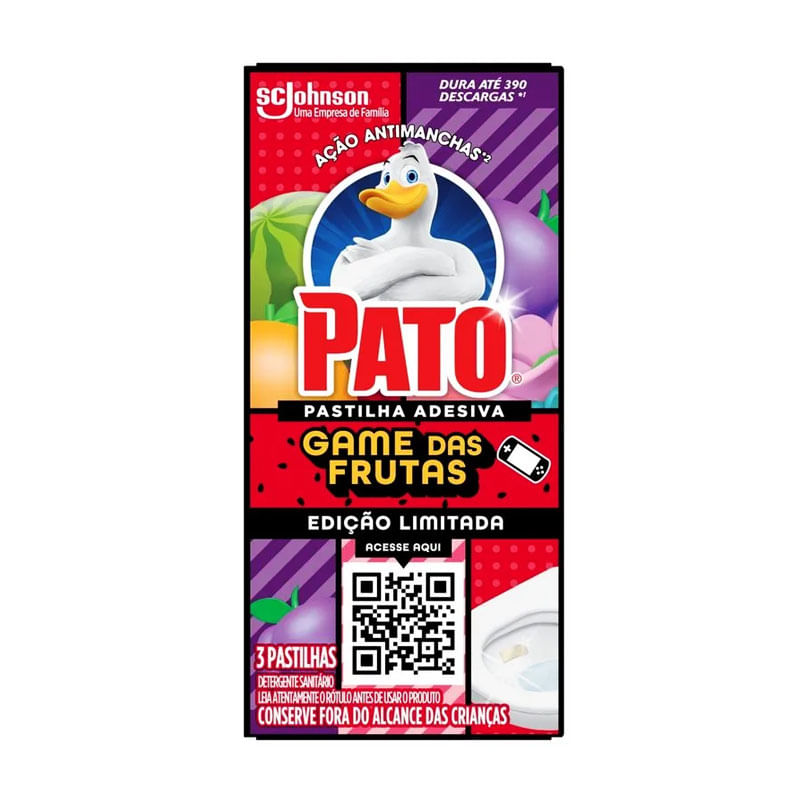 Pastilha Adesiva Pato Game das  Frutas 1x3un