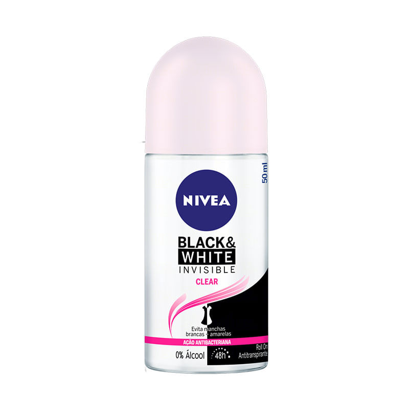 Desodorante Roll On Nivea 50ml Invisible Black & White Clear 48h