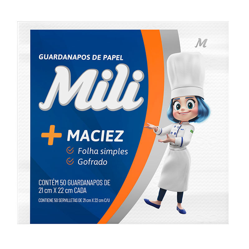 Guardanapo Mili 21X22cm. com  50un.