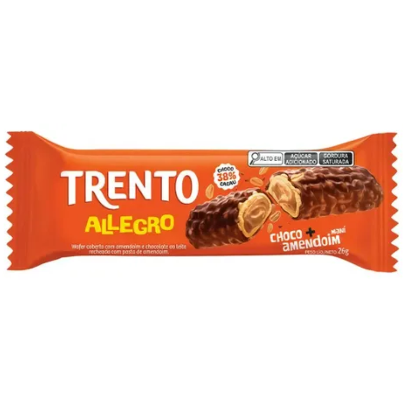 WAFER TRENTO ALLEGRO AO LEITE COM AMENDOIM 26G