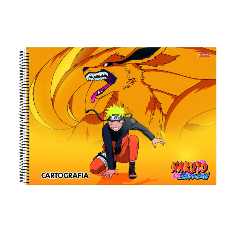 Caderno de Desenho e Cartografia Capa Dura Naruto 60 Folhas 