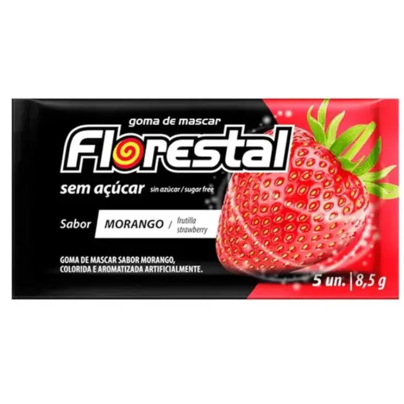 CHICLE MORANGO S ACUCAR FLORES 1X5UN 