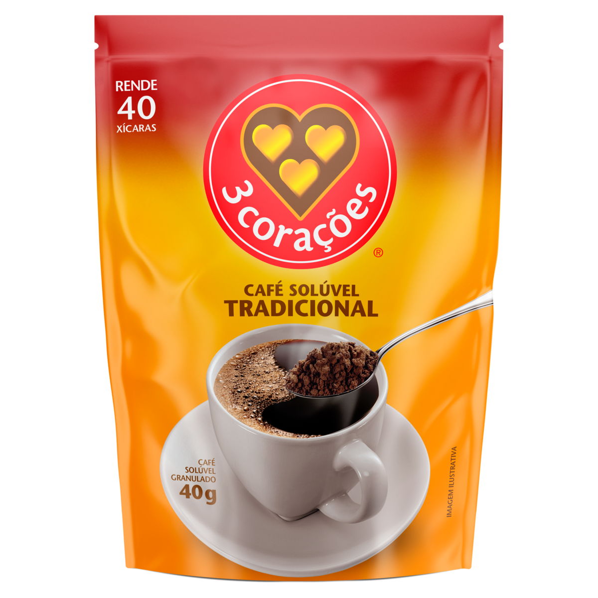 CAFÉ SOLÚVEL TRÊS CORAÇÕES TRADICIONAL REFIL 40G