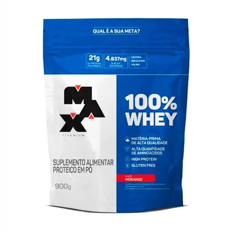 100% Whey Morango Refil 900g