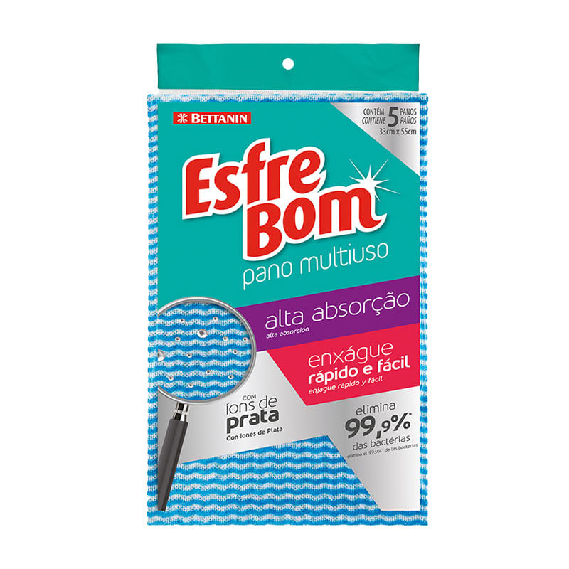 Pano Multiuso Esfrebom Azul 5un 