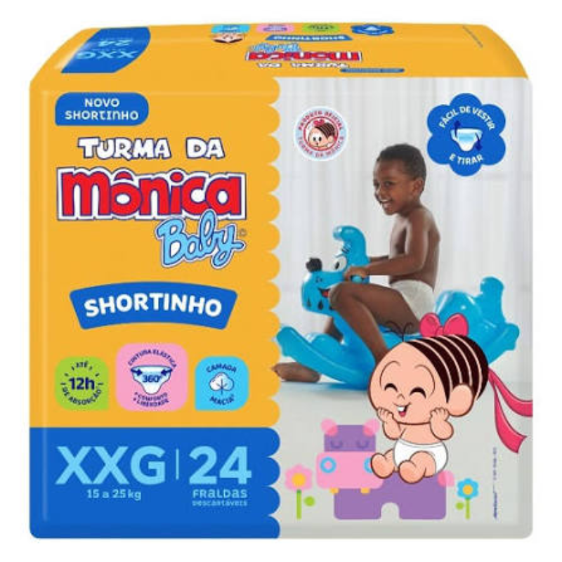 Fralda Turma da Mônica Baby Shortinho Jumbo XXG 24 Unid.
