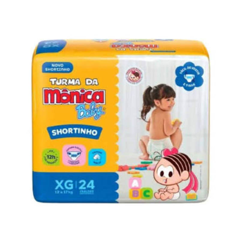 Fralda Turma da Mônica Baby Shortinho Jumbo XG 24 Unid.