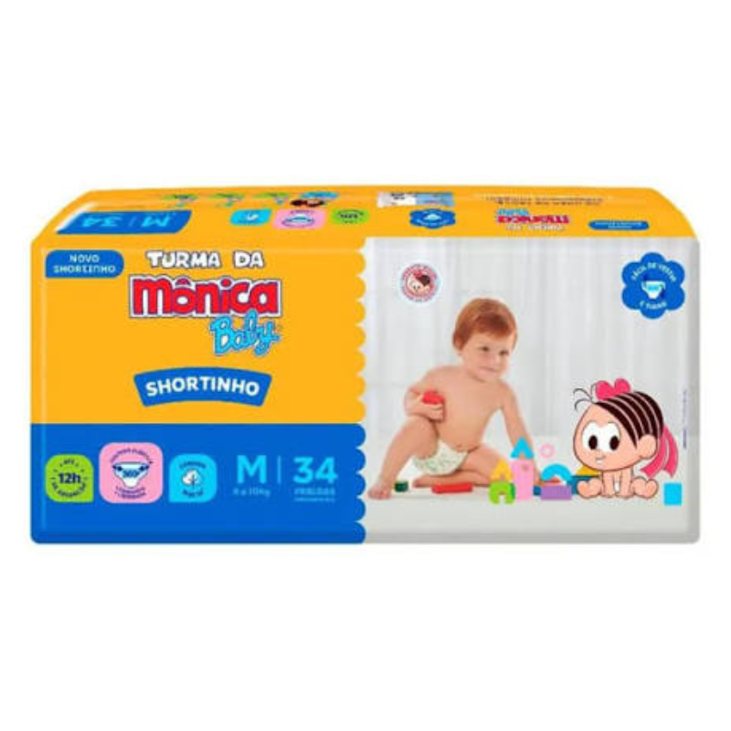 Fralda Turma da Mônica Baby Shortinho Jumbo M 34 Unid.
