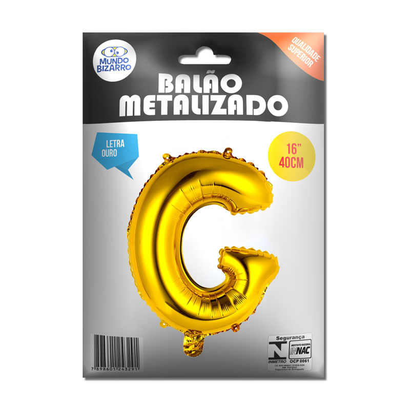Balão Metalizado Mundo Bizarro Ouro 16” Letra G