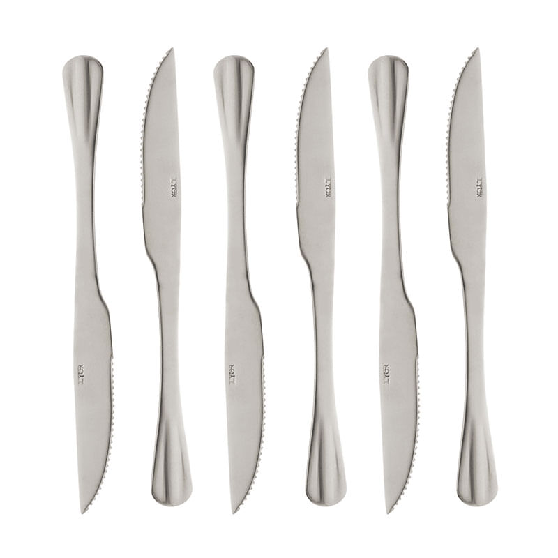 Conjunto 6 Facas para Churrasco de Aço Positano 23cm