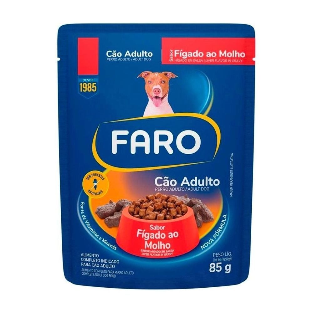 Ração Faro Cães Adultos Fígado ao Molho Sachê 85g