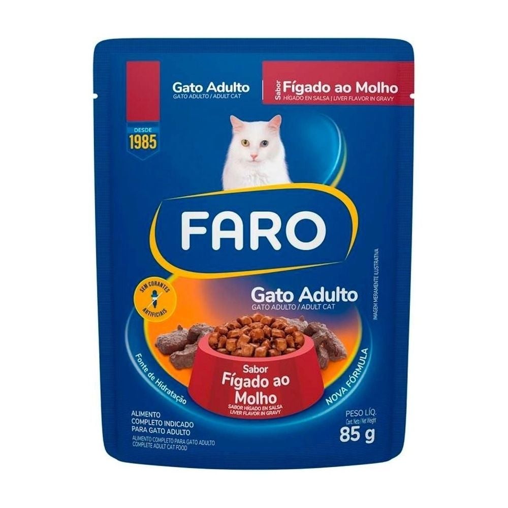 Ração Faro Gatos Adultos Figado ao Molho Sachê 85g