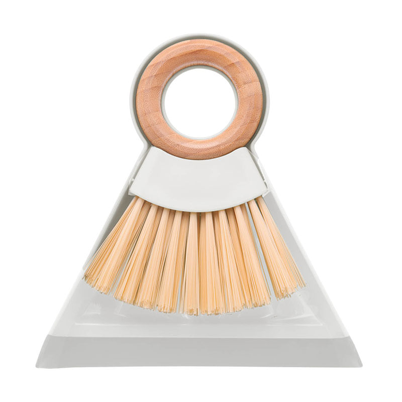 Conjunto Pá e Escova para Limpeza com Alça de Bambu