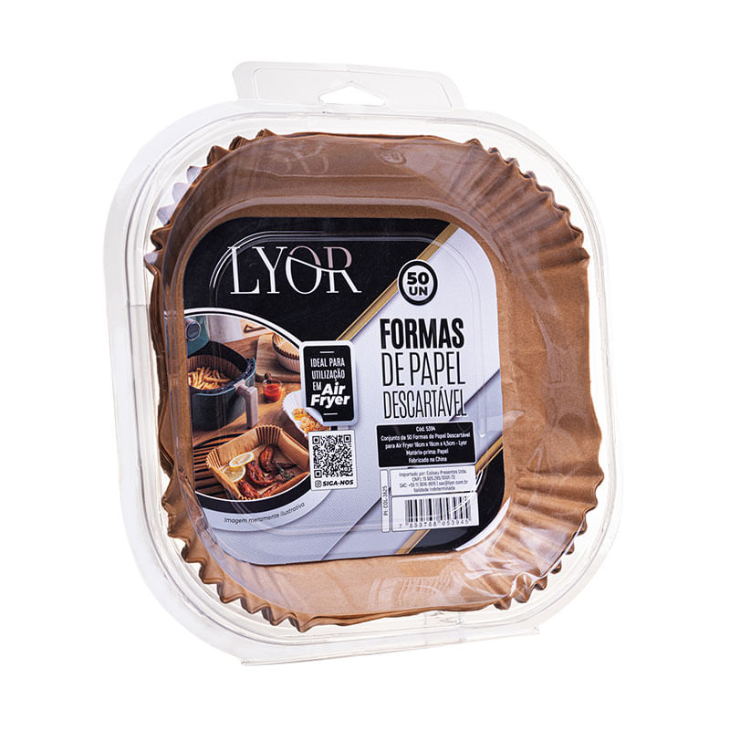 Conjunto 50 Formas de Papel Descartável Air Fryer 16x16cm