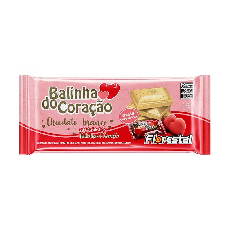 Barra de Chocolate Branco Balinha de Coração Florestal 80g