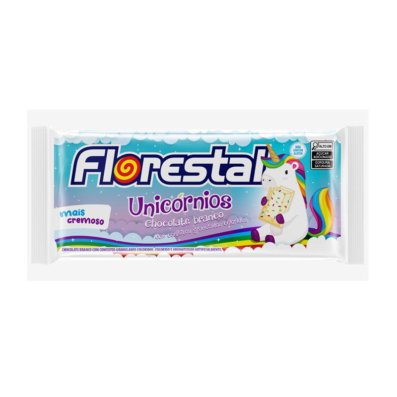 Barra de Chocolate Branco Unicórnios Florestal 80g