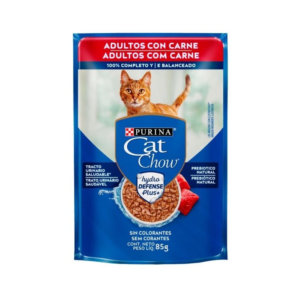  Ração Cat Chow Adultos Sachê Carne Ao Molho 85gr