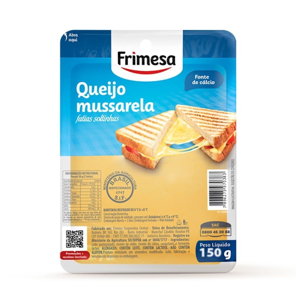 QUEIJO MUSSARELA FRIMESA 150G FATIADO