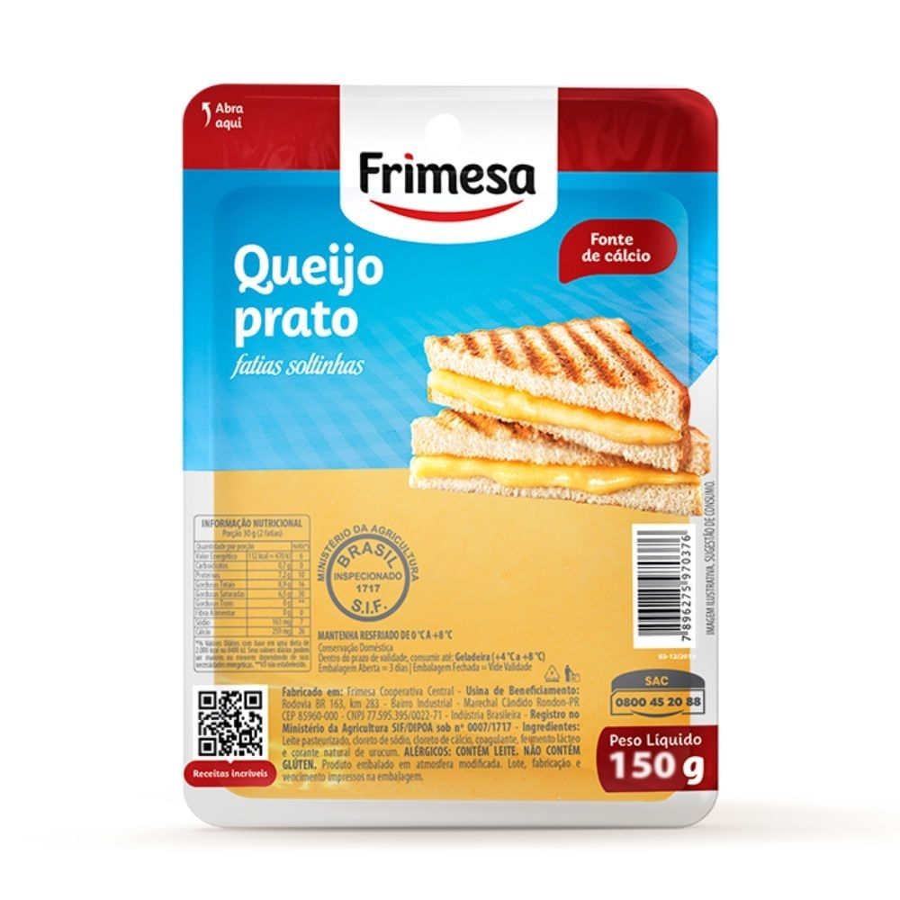 QUEIJO PRATO FRIMESA 150G FATIADO