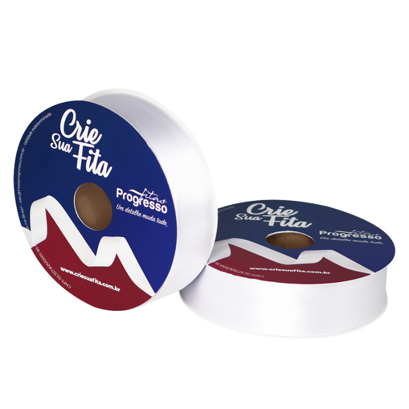 Fita Cetim Simples Toque Suave CFS007 30mm Branco 50m