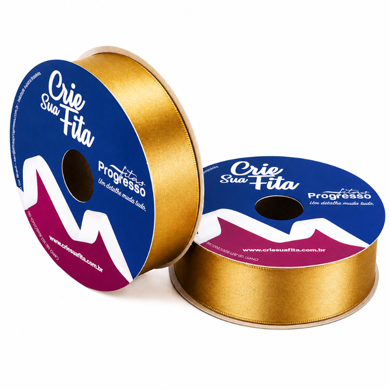 Fita Cetim SImples Toque Suave CFS007 30mm Ouro 50m