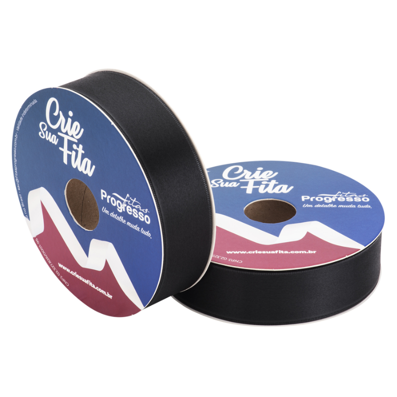 Fita Cetim Simples Toque Suave CFS007 30mm Preto