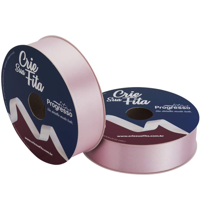Fita Cetim Simples Toque Suave CFS007 30mm Rosa Claro 50m