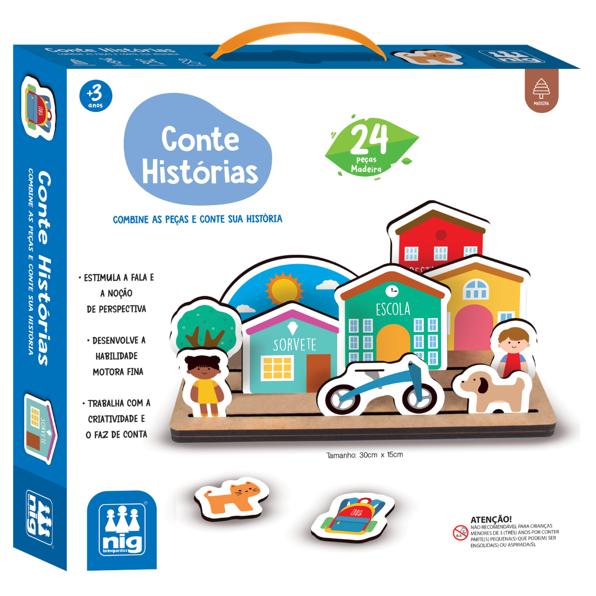 Conte Histórias Em Madeira 24 Peças - Nig Brinquedos 