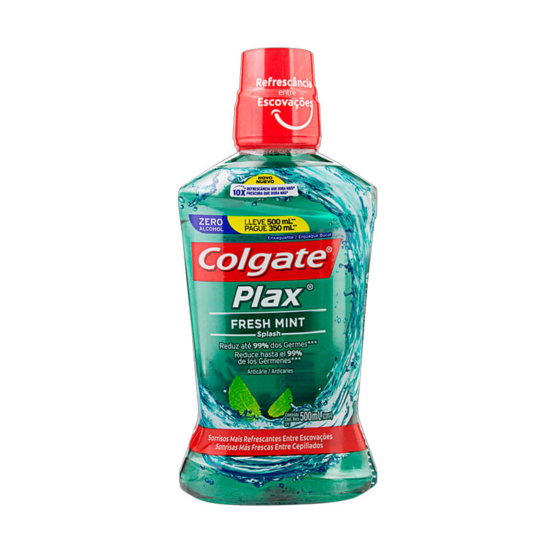 Enxaguante Bucal Colgate Plax Leve 500ml Pague 350ml Fresh Mint