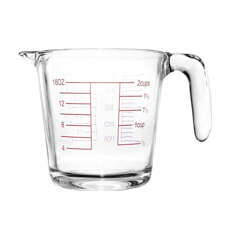 Jarra Medidora de Vidro Marcação Vermelha 660ml