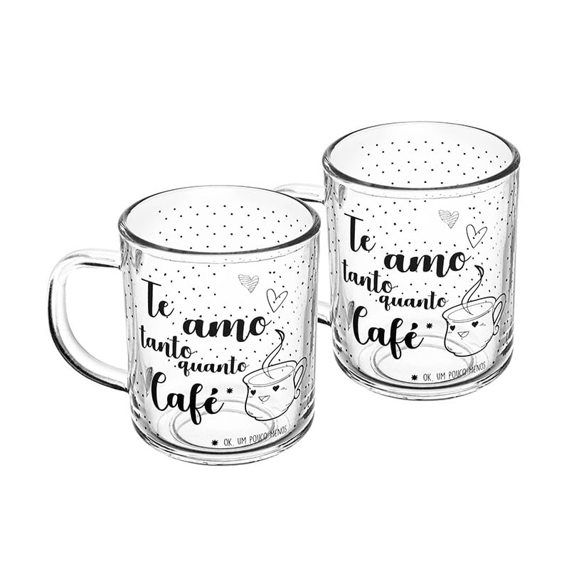 Conjunto 2 Canecas de Vidro Te Amo 220ml