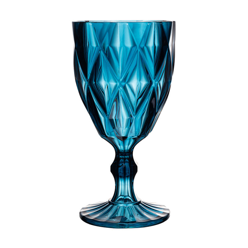Taça de Vidro Acrílico Diamond Azul 330ml