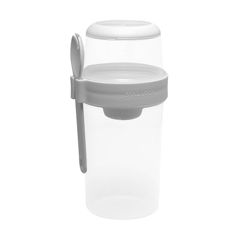Pote para Salada com Garfo Alça Cinza 1L