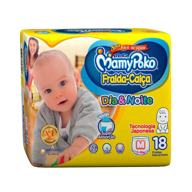 Fralda Mamypoko Calça Dia Noite Regular M 18un
