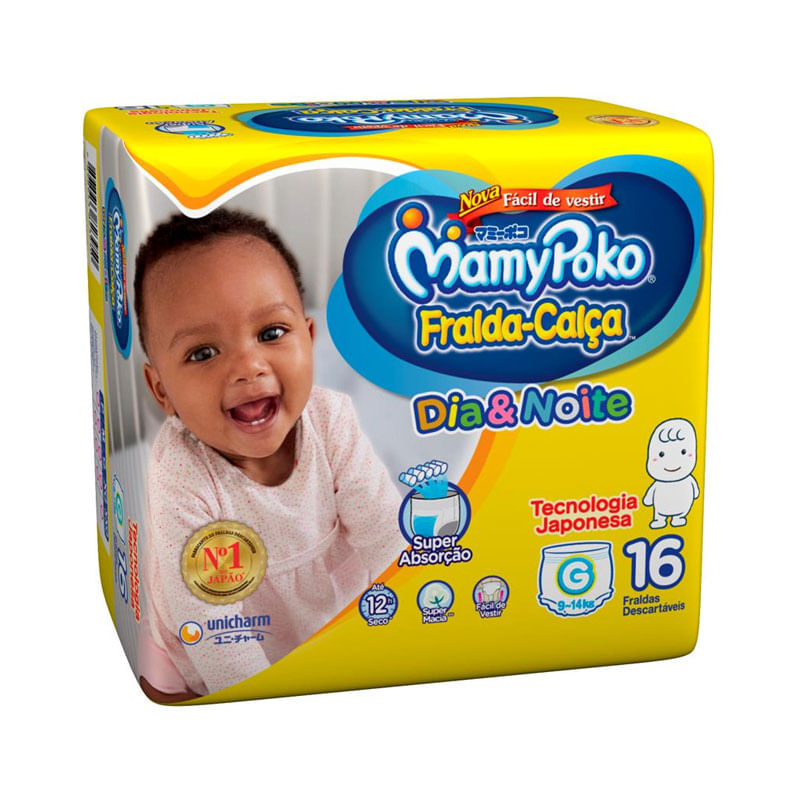 Fralda Mamypoko Calça Dia Noite Regular G 16un
