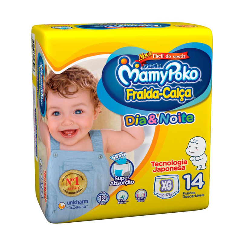 Fralda Mamypoko Calça Dia Noite Regular XG 14un