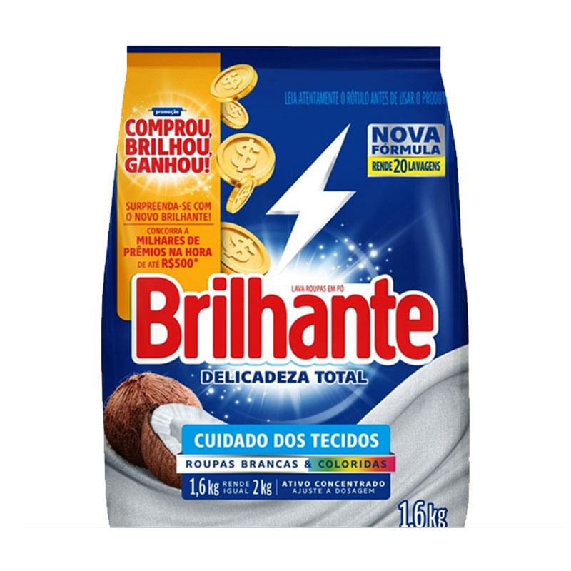 Sabão em Pó Brilhante Delicadeza Total 1,6kg