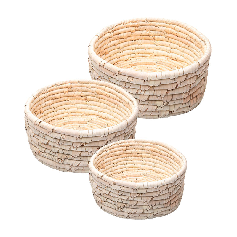 Conjunto 3 Cestos Redondos Fibra Natural Braid