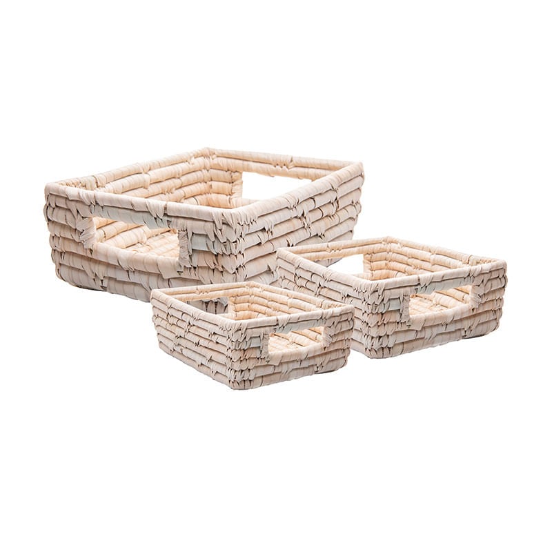 Conjunto 3 Cestos Retangular de Fibra Natural Braid