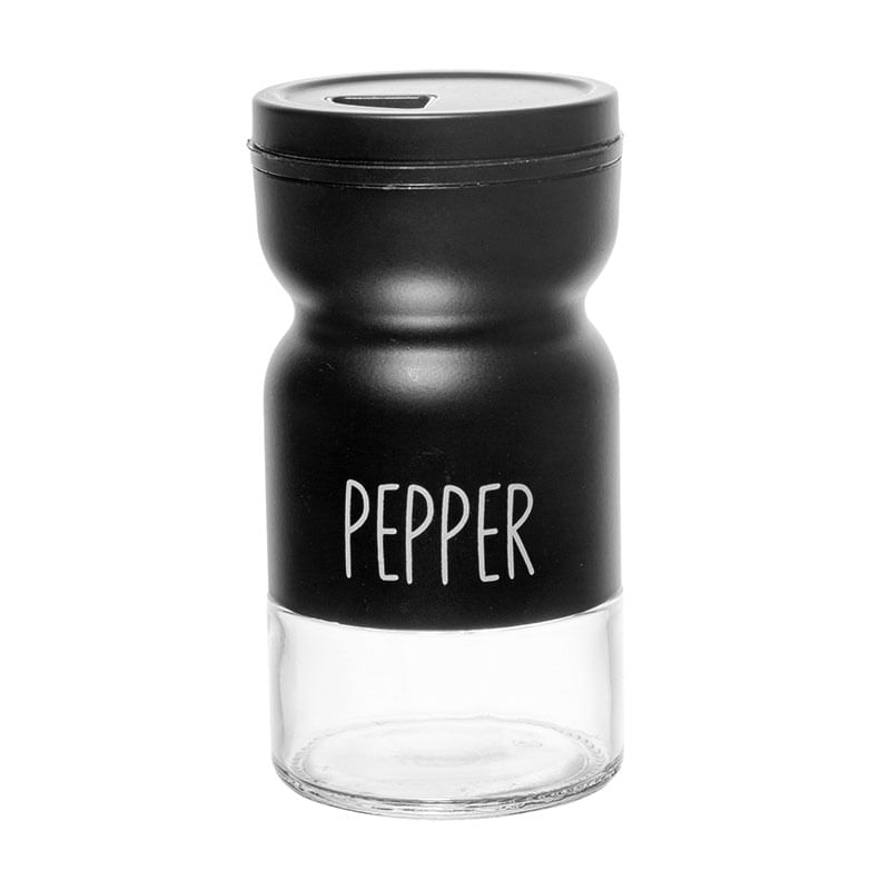 Pimenteiro de Vidro com Tampa de Metal Preto 120ml